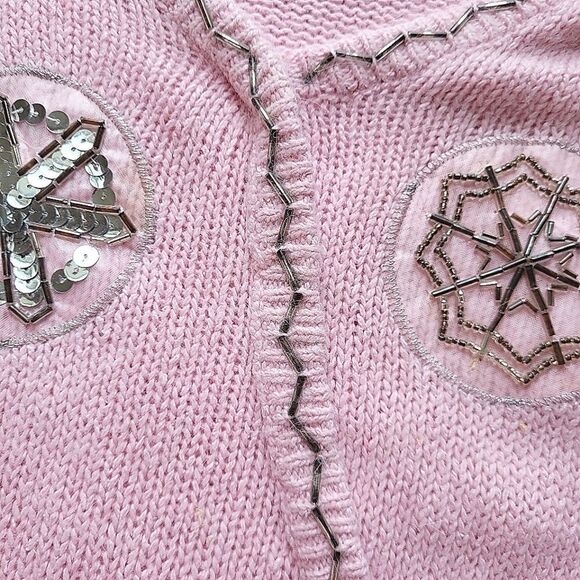 Vintage Coquette Fluffy Fuzzy Angora Rabbit & Silk Beaded Sweater Size Large - Picture 7 of 9